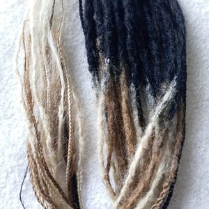 Black blonde ash brown ombre dreadlock extensions